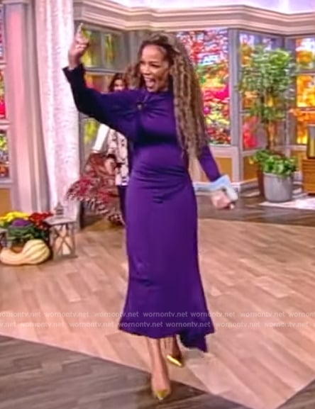 Sunny’s purple ring cutout dress on The View