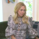 Sutton’s grey floral scalloped trim dress on The Real Housewives of Beverly Hills