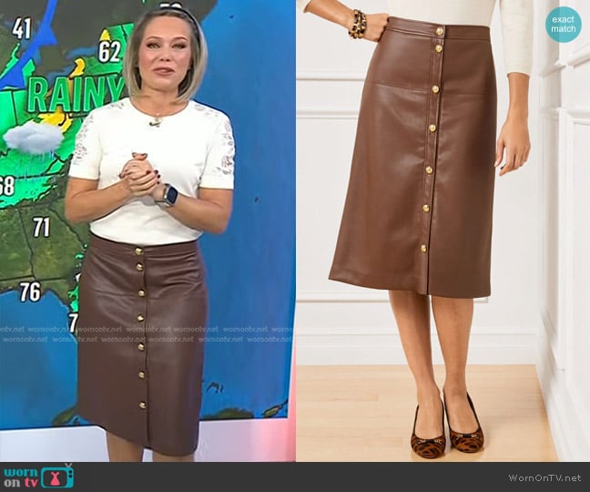 WornOnTV: Dylan’s white lace sleeve top and brown leather skirt on ...