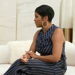 Tamron’s navy pinstripe pants and vest on Tamron Hall Show