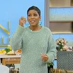 Tamron’s mint sequin sweater dress on Tamron Hall Show