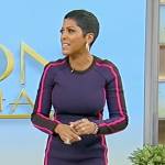 Tamron’s blue side stripe mini dress on Tamron Hall Show