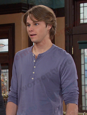 Tate's lilac henley shirt on Days of our Lives
