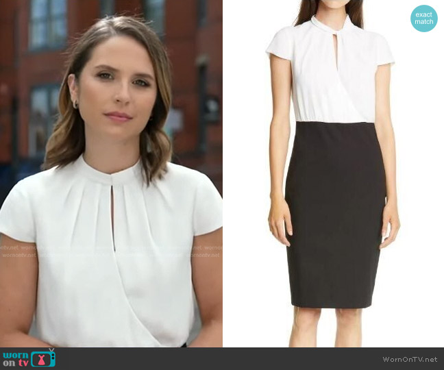 Ted Baker Daylla Two-Tone Mock Neck Pencil Dress worn by Elizabeth Schulze on Good Morning America