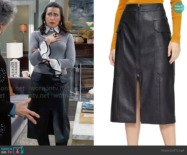 Ted Baker Dayllaa Faux Leather Utility Pencil Skirt worn by Lois Cerullo (Rena Sofer) on General Hospital