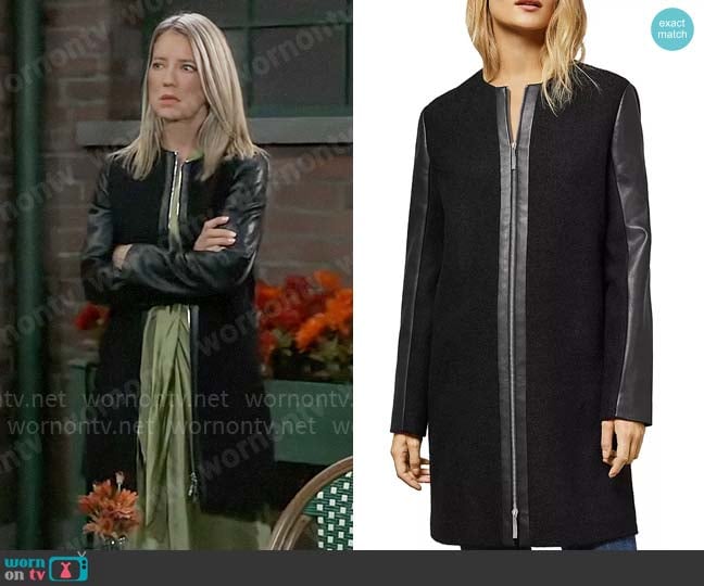 Ted Baker Vipper Paneled Faux-Leather Coat worn by Nina Reeves (Cynthia Watros) on General Hospital