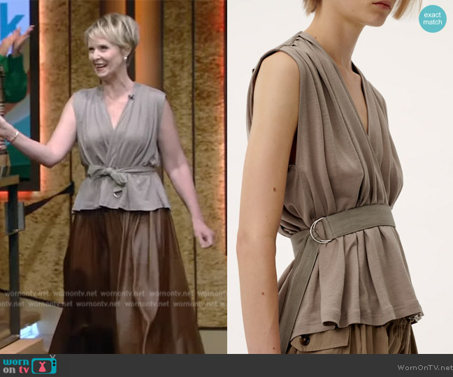 Ninety Percent Ashwem Top in Driftwood worn by Cynthia Nixon on Live with Kelly and Mark