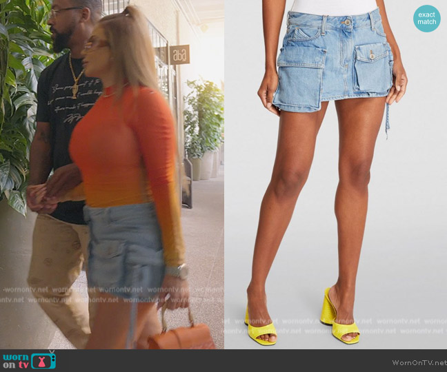 The Attico Denim Fay Cargo Mini Skirt worn by Larsa Pippen (Larsa Pippen) on The Real Housewives of Miami