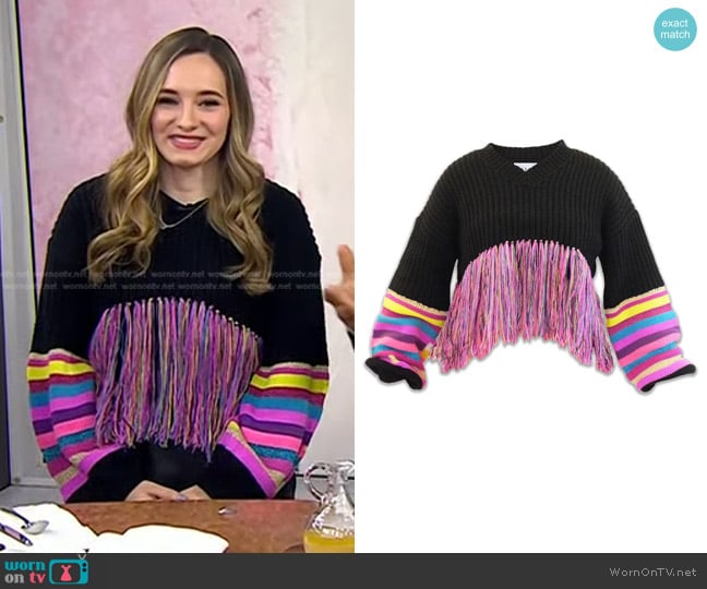 The House of Perna Ollie Fringe Sweater worn by Lexie Sachs on Today