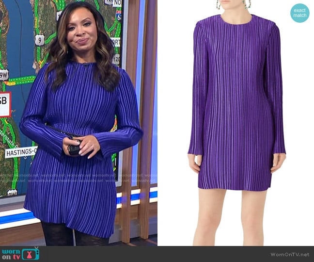 Tibi Plisse Mini Dress in Violet worn by Adelle Caballero on Today