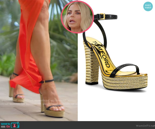 Tom Ford Rope Platform Sandals worn by Alexia Echevarria (Alexia Echevarria) on The Real Housewives of Miami