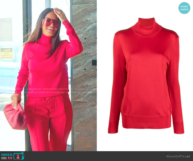 Lisa’s red turtleneck sweater on The Real Housewives of Salt Lake City