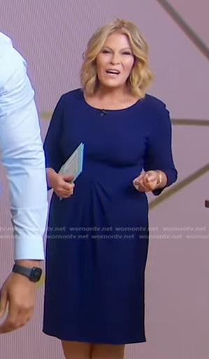 Tory’s blue gathered waist dress on Good Morning America