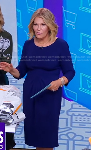 Tory's blue gathered waist dress on Good Morning America