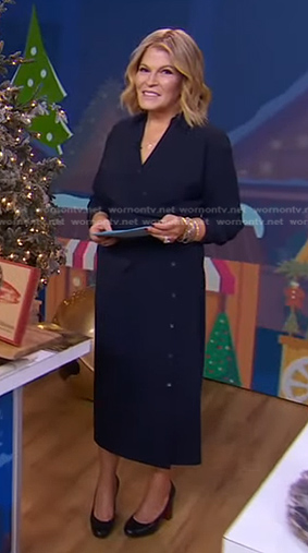 Tory’s navy button down wrap dress on Good Morning America