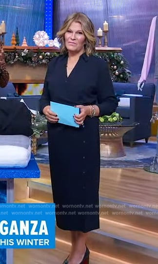 Tory’s navy button down wrap dress on Good Morning America