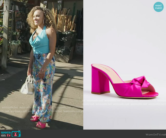 Tuckernuck Pink Satin Blake Heels worn by Ashley Darby on The Real Housewives of Potomac