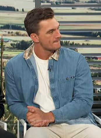 Tyler's denim contrast collar shirt on Access Hollywood