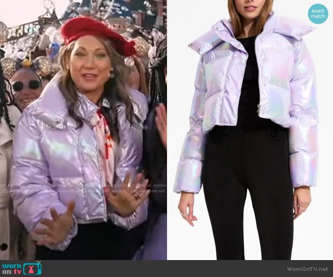 Unreal Fur Fractals Jacket in Frosted Lilac worn by Ginger Zee on Good Morning America