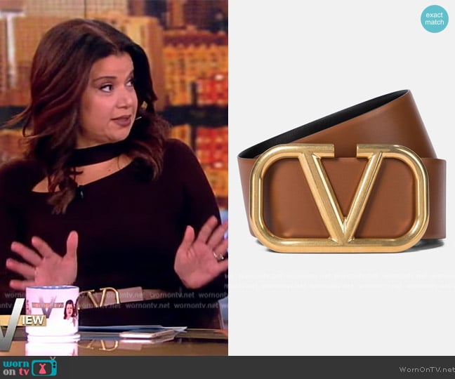 Valentino Beige VLogo Belt worn by Ana Navarro on The View