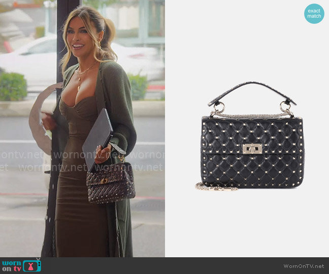 Valentino Garavani Rockstud Spike Medium leather shoulder bag worn by Chrishell Stause on Selling Sunset