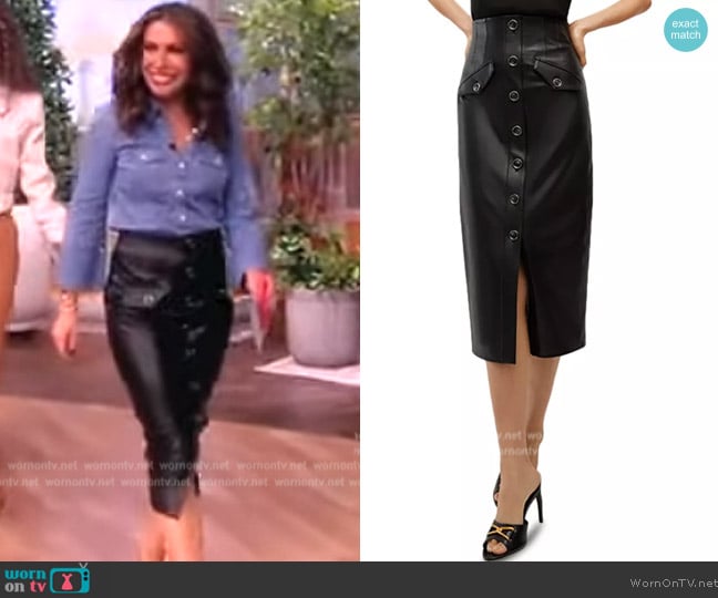 Veronica Beard Barrie Faux Leather Midi Skirt worn by Alyssa Farah Griffin on The View