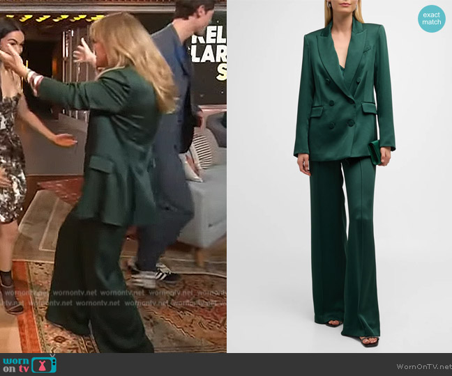 Veronica Beard Edia Satin Wide-Leg Pants worn by Kelly Clarkson on The Kelly Clarkson Show