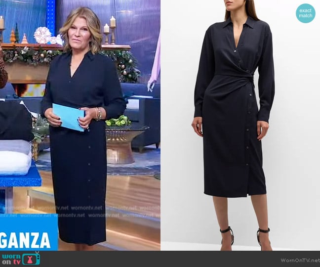 Veronica Beard Wright Button-Front Midi Wrap Dress worn by Tory Johnson on Good Morning America