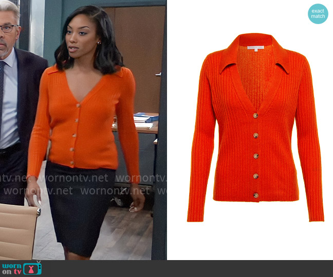 Veronica Beard Lazana Cardigan worn by Jordan Ashford (Tanisha Mariko Harper) on General Hospital