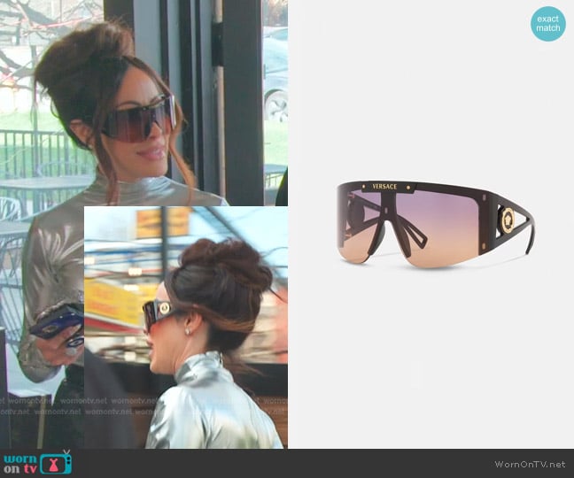 Versace Medusa Icon Shield Sunglasses - Interchangeable Lenses worn by Angie Katsanevas on The Real Housewives of Salt Lake City