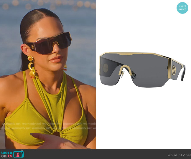 Versace VE2220 Shield Sunglasses worn by Amanza Smith on Selling Sunset