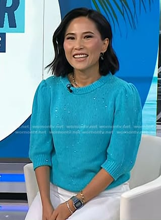 Vicky’s blue sequin sweater on Today