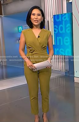 Vicky’s yellow tie waist jumpsuit on NBC News Daily