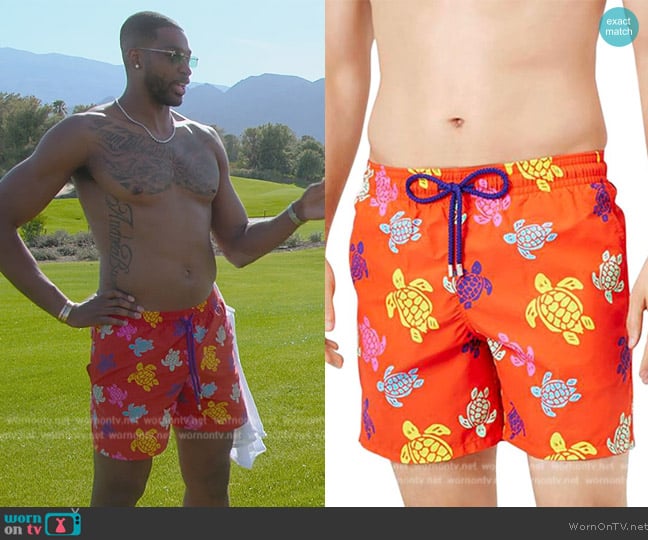 Vilebrequin Moorea Multi-Color Turtles Swim Trunks worn by Tristan Thompson (Tristan Thompson) on The Kardashians