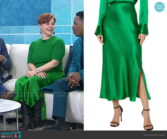 Vince Side Slit Slip Skirt in Emerald worn by Dr. Jennifer Hartstein on Today