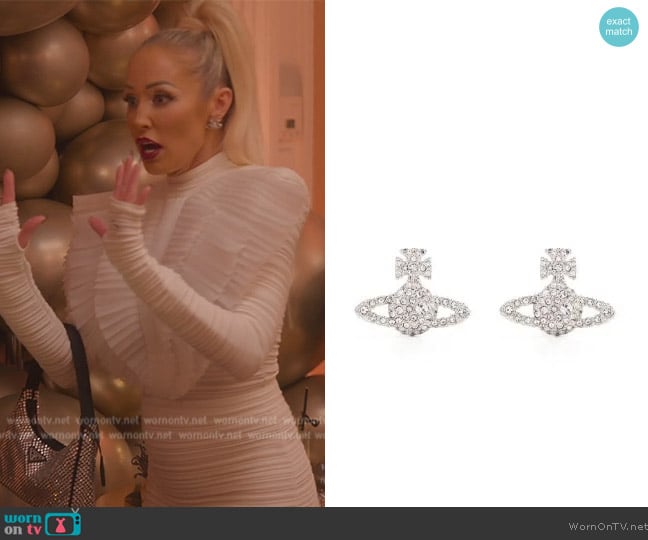 Vivienne Westwood Crystal-embellished logo stud earring worn by Mary Fitzgerald on Selling Sunset