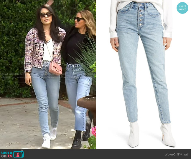 We Wore What The Danielle Crystal Exposed Button High Waist Jeans worn by Crystal Kung Minkoff on The Real Housewives of Beverly Hills