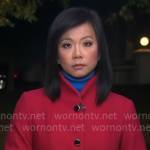 Weijia Jian’s pink button down coat on CBS Mornings