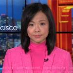 Weijia Jiang’s pink tweed blazer on CBS Mornings