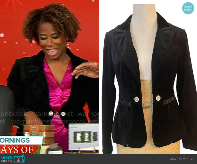 White House Black Market Velvet Chain Blazer worn by Gayle Bass on CBS Mornings