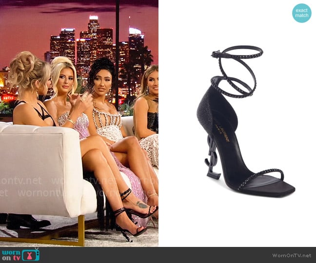 Saint Laurent Opyum Wrap Sandals worn by Mary Fitzgerald on Selling Sunset