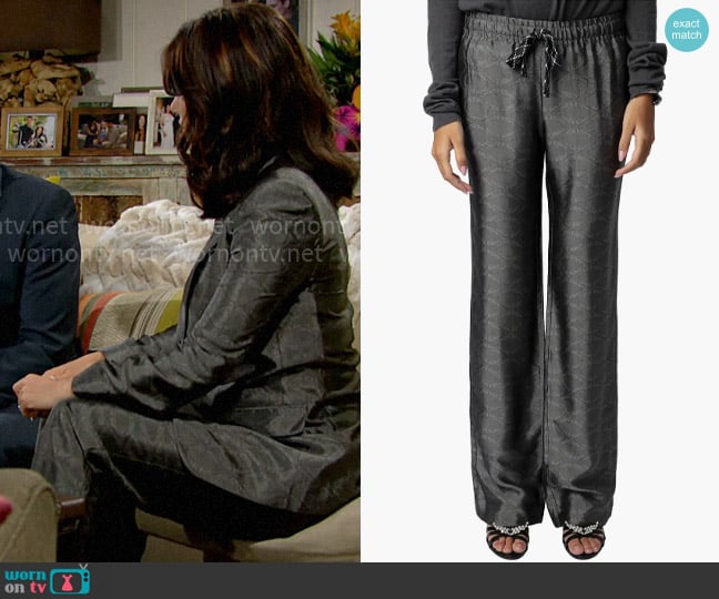 Zadig & Voltaire Pomy Jac Wings Jacquard Pants in Anthracite worn by Steffy Forrester (Jacqueline MacInnes Wood) on The Bold and the Beautiful