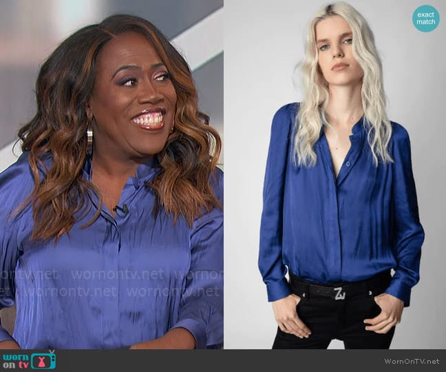 Zadig & Voltaire Touchy Top in Flag worn by Sheryl Underwood on The Talk