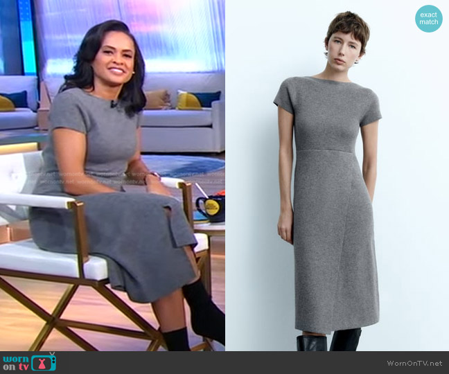 Zara Knit Dress with Back Vent worn by Linsey Davis on Good Morning America