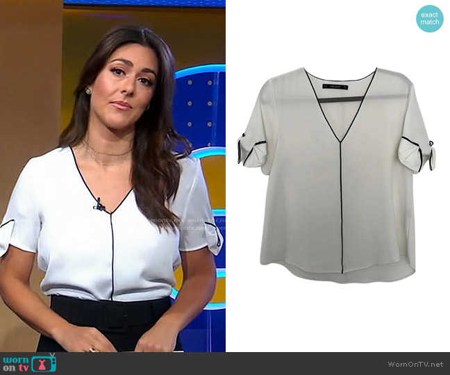 Zara Top With Contrast Piping worn by Erielle Reshef on Good Morning America