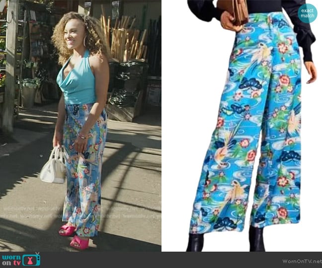 Zara Floral Asian Motif Pants worn by Ashley Darby on The Real Housewives of Potomac