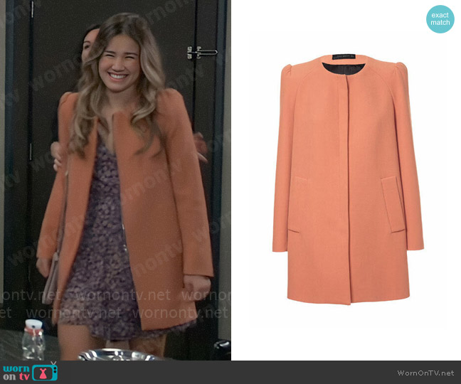 Zara Coat with Gathered Shoulders worn by Emma Scorpio-Drake (Brooklyn Rae Silzer) on General Hospital