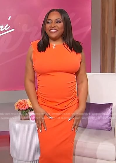 Sherri's orange ruched front dress on Sherri