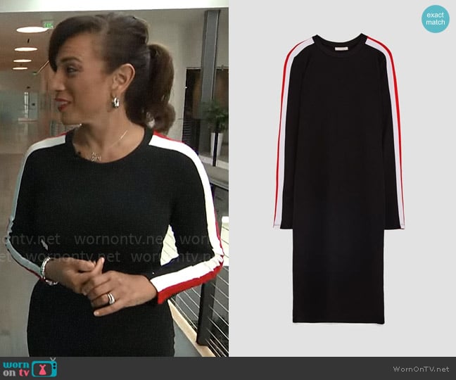 Zara Dress with Striped Arms worn by Michelle Miller on CBS Mornings