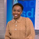 Zinhle’s beige cable knit sweater on NBC News Daily